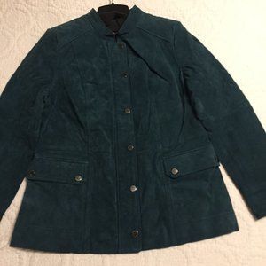 NWT Isaac Mizrahi Live Suede Field Jacket Flap Pocket Quilted Jacket Size 10